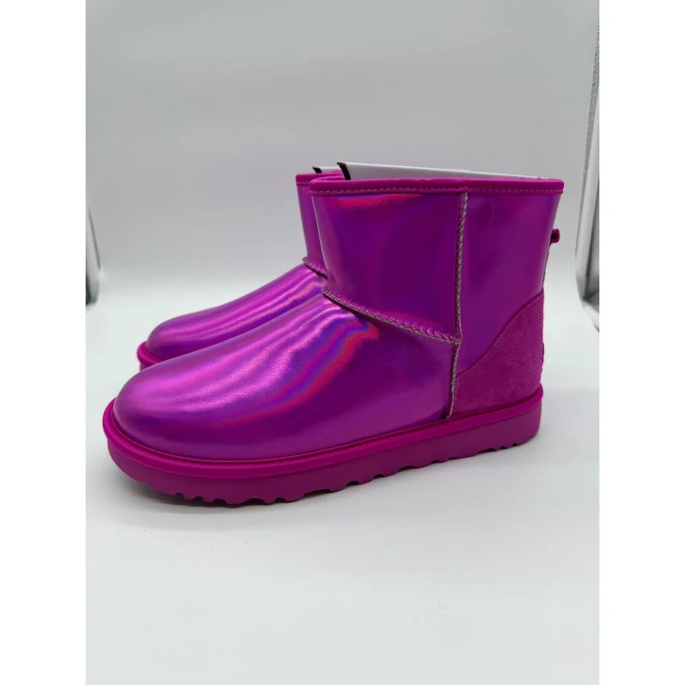 UGG Classic Mini Metallic Fuchsia Pink Iridescent Ankle Boots Women 9